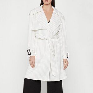 New With Tags BCBG White Pinstripe Aurora Trench Coat Size M
